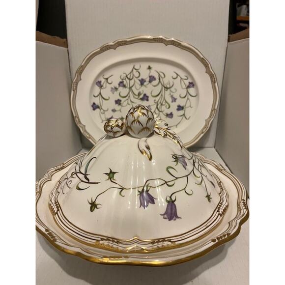 Spode Campanula Round Covered Vegetable & Oval Serving Platter Blue Y8283-F - Picture 1 of 5